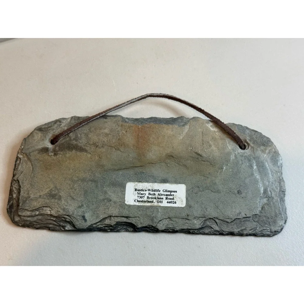 Vintage Mary Beth Alexander Raccoon Painted Slate Stone Wildlife Wall Art Plaque